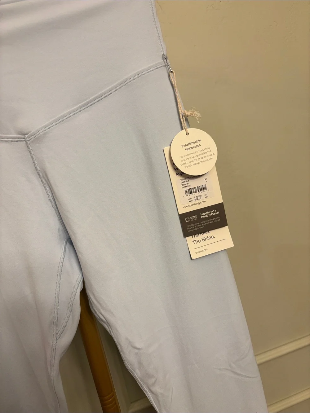 Vuori All the Form Leggings Light Blue High-Waist Small Light Mist MSRP $98